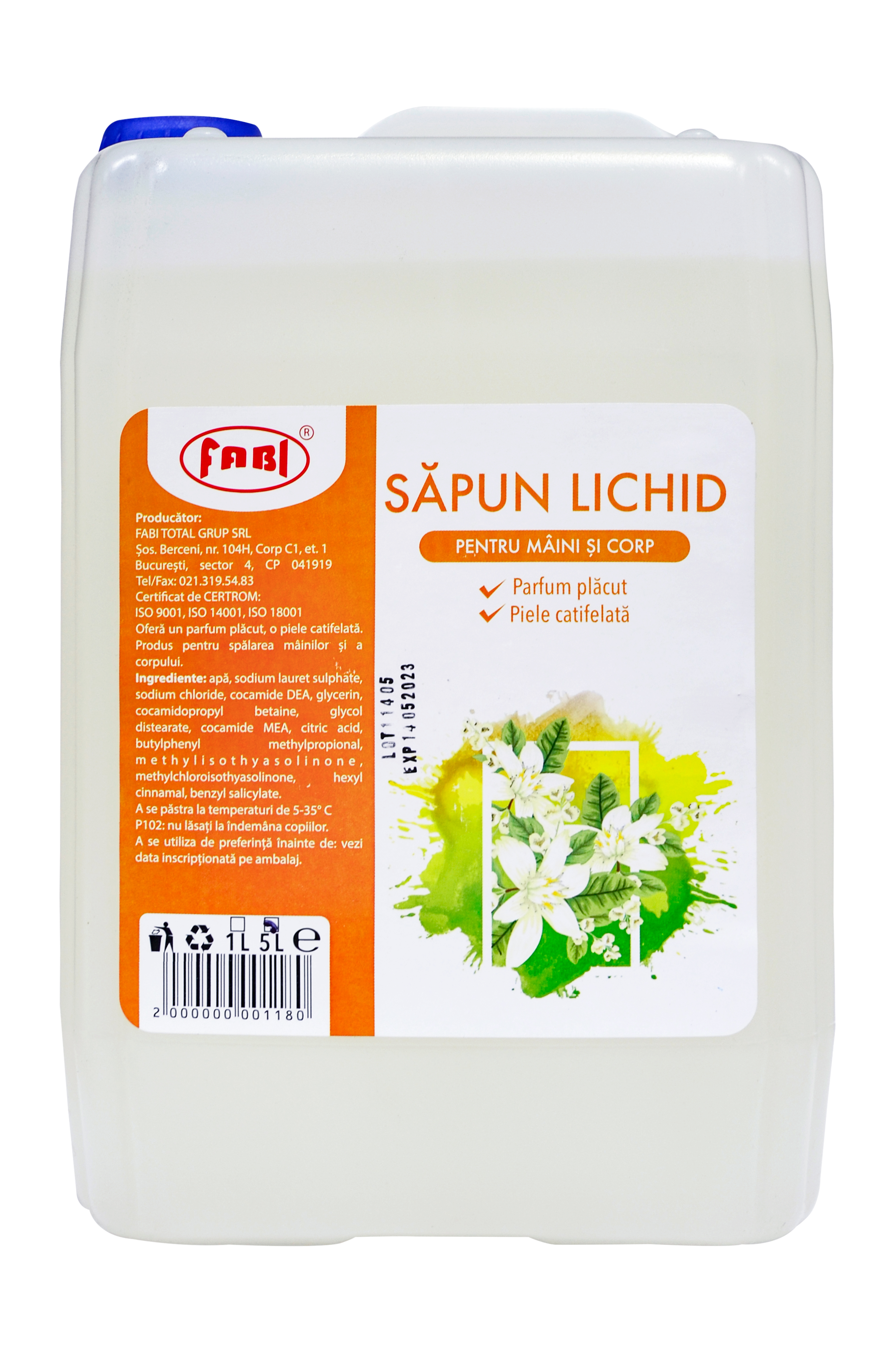 Sapun lichid alb parfumat Fabi canistra 5L Fabi imagine 2022 depozituldepapetarie.ro